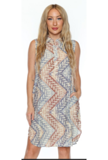 COLLARED PRINTED DRESS w/POCKETS