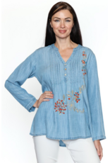 TENCEL BLOUSE w/EMBROIDERY