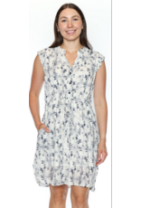 FLORAL CAP SLV DRESS w/BUTTONS