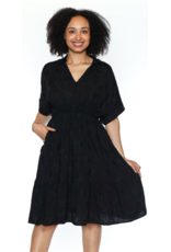 PRINTED COLLARED DRESS S/S w/BUTTONS