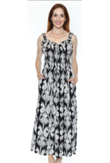 PRINTED DRESS w/ROUSCHING