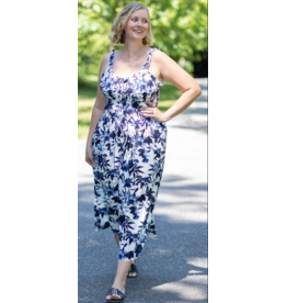 PRINTED DRESS w/ROUSCHING