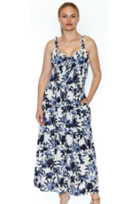 PRINTED DRESS w/ROUSCHING