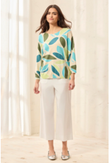 TRIBAL SOFT YARN THREE-QUARTER SLEEVE CREWNECK SWEATER-WISTERIA