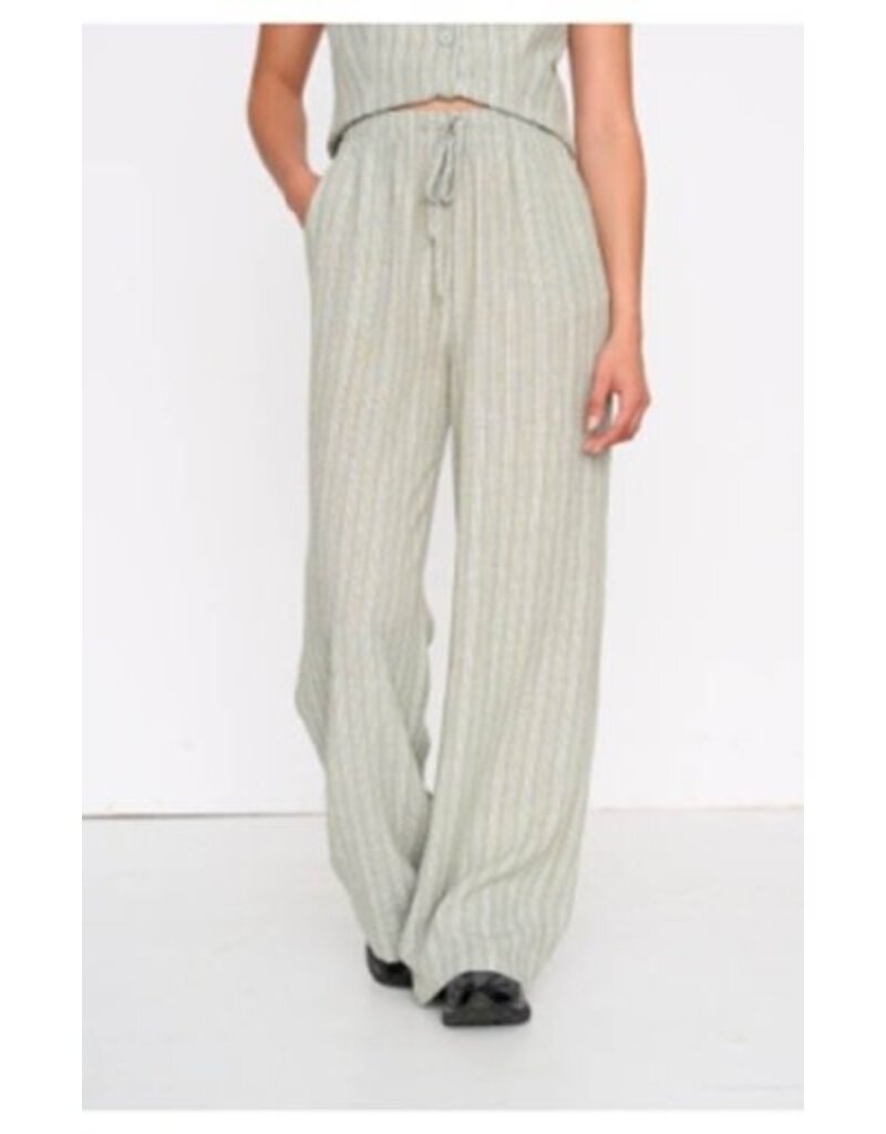 24COLOURS COTTON STRIPED GREEN PANTS W. FRONT TIE