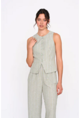 24COLOURS COTTON STRIPED GREEN VEST W. BUTTONS