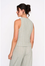 24COLOURS COTTON STRIPED GREEN VEST W. BUTTONS