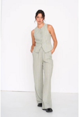 24COLOURS COTTON STRIPED GREEN VEST W. BUTTONS
