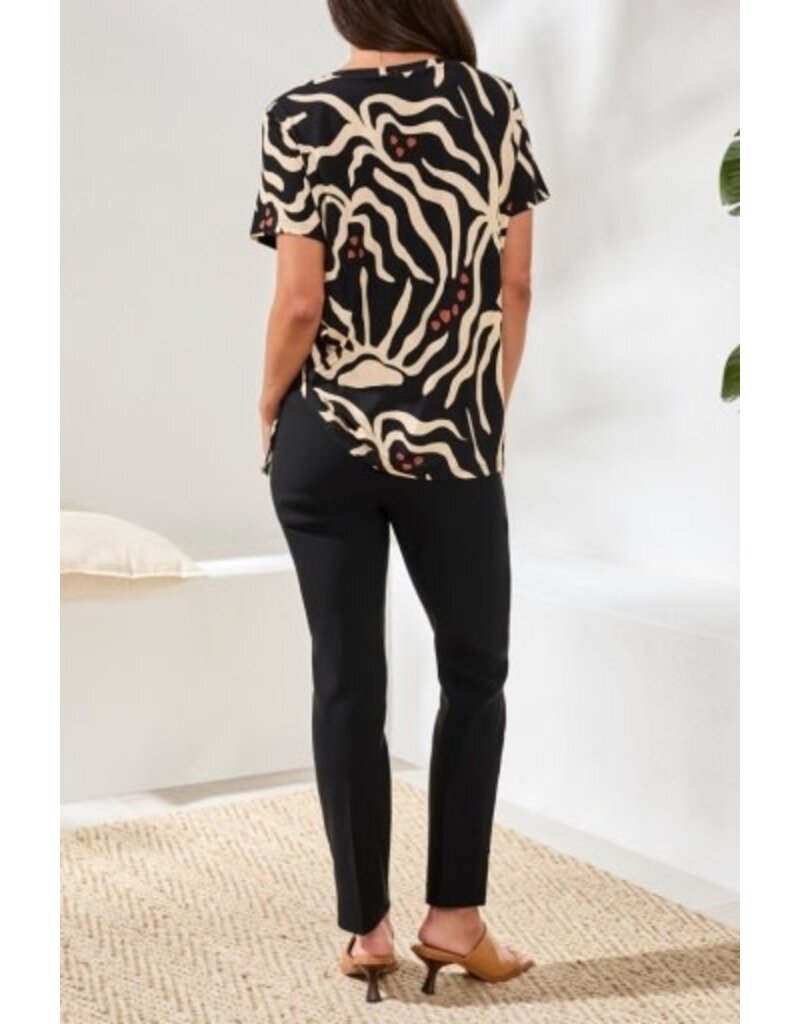 TRIBAL S/S CREW NECK TOP W/SIDE RUCHING-CHESTNUT