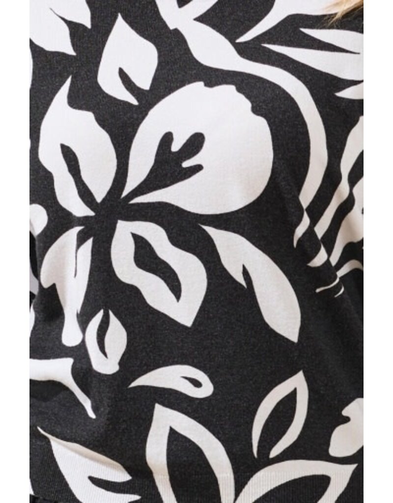 TRIBAL SOFT YARN THREE-QUARTER SLEEVE CREWNECK SWEATER-WISTERIA