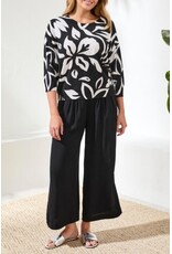 TRIBAL SOFT YARN THREE-QUARTER SLEEVE CREWNECK SWEATER-WISTERIA