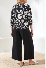 TRIBAL SOFT YARN THREE-QUARTER SLEEVE CREWNECK SWEATER-WISTERIA