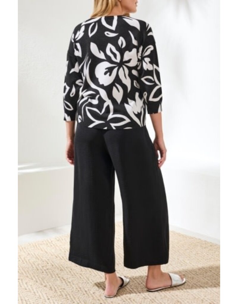 TRIBAL SOFT YARN THREE-QUARTER SLEEVE CREWNECK SWEATER-WISTERIA