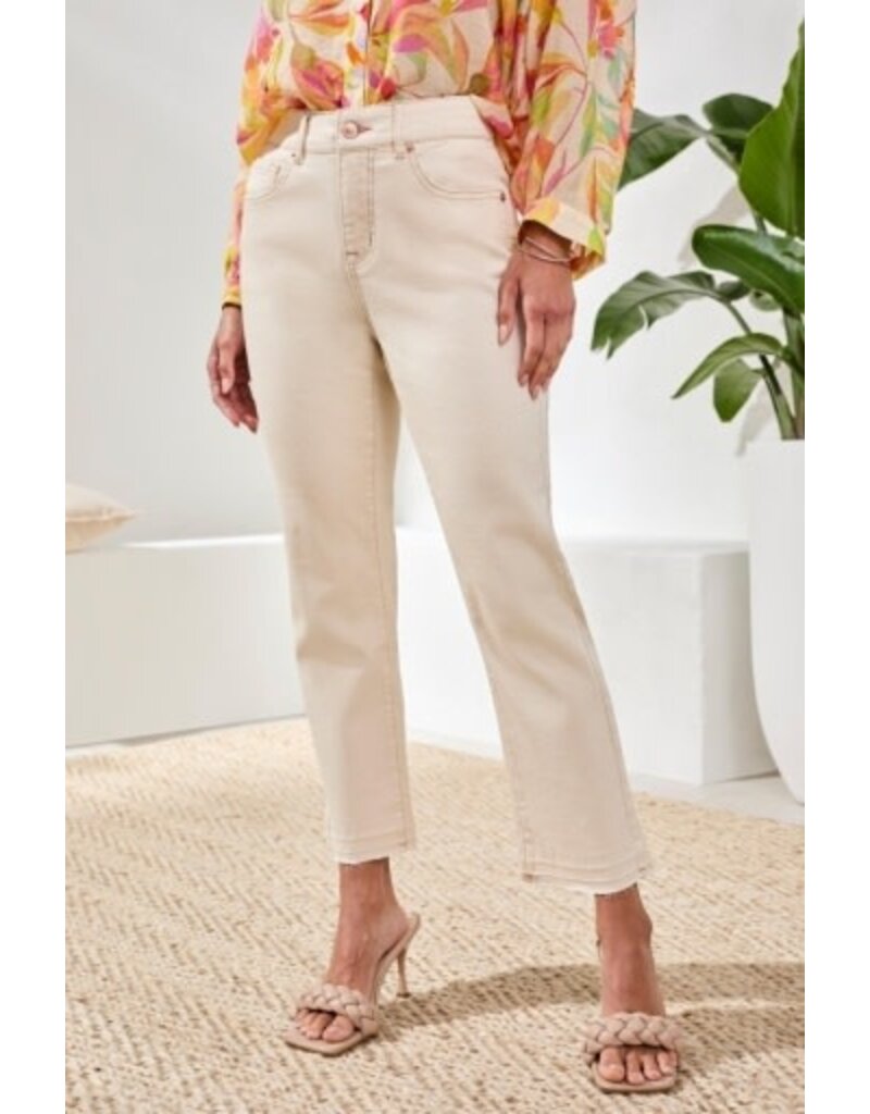 TRIBAL SOPHIA CURVY MICRO FLARE CROP JEANS-ECRU