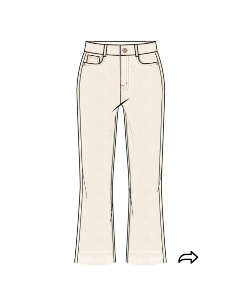 TRIBAL SOPHIA CURVY MICRO FLARE CROP JEANS-ECRU