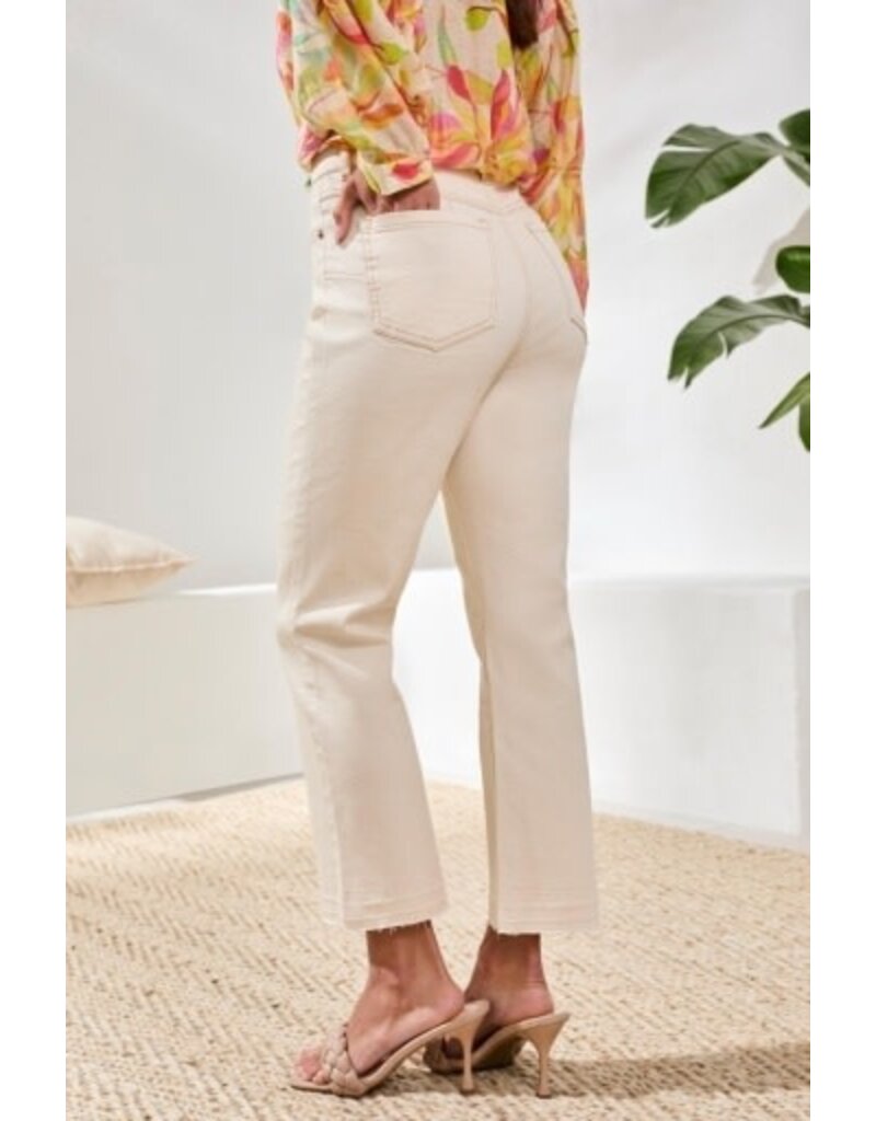 TRIBAL SOPHIA CURVY MICRO FLARE CROP JEANS-ECRU