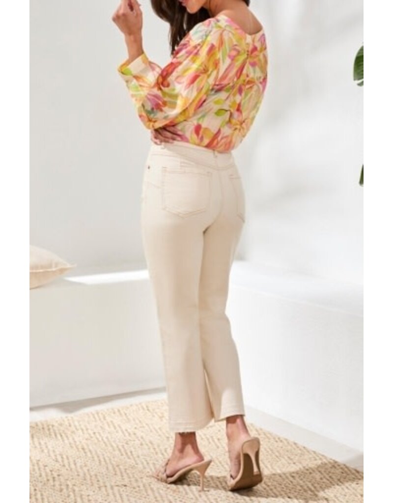 TRIBAL SOPHIA CURVY MICRO FLARE CROP JEANS-ECRU