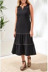 TRIBAL SLVLESS V NECK DRESS W/DETAIL TRIM-BLACK