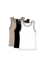 TRIBAL SLVLESS TOP W/CROCHET TRIM-BLACK