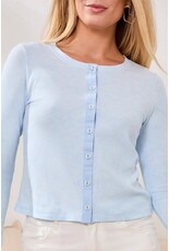 TRIBAL BUTTON FRONT KNIT TOP/ CARDI W/ COMBO PLACKET-HYDRANGEA