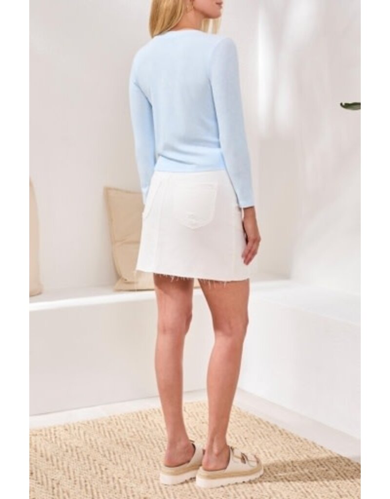 TRIBAL BUTTON FRONT KNIT TOP/ CARDI W/ COMBO PLACKET-HYDRANGEA