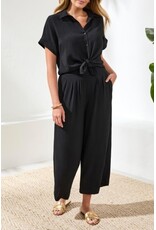 TRIBAL FLOWY CROP PANT W/ BK ELASTIC WB-BLACK