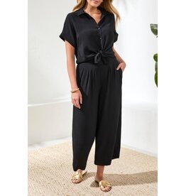 TRIBAL FLOWY CROP PANT W/ BK ELASTIC WB-BLACK