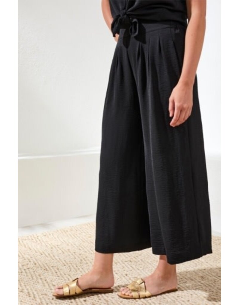 TRIBAL FLOWY CROP PANT W/ BK ELASTIC WB-BLACK