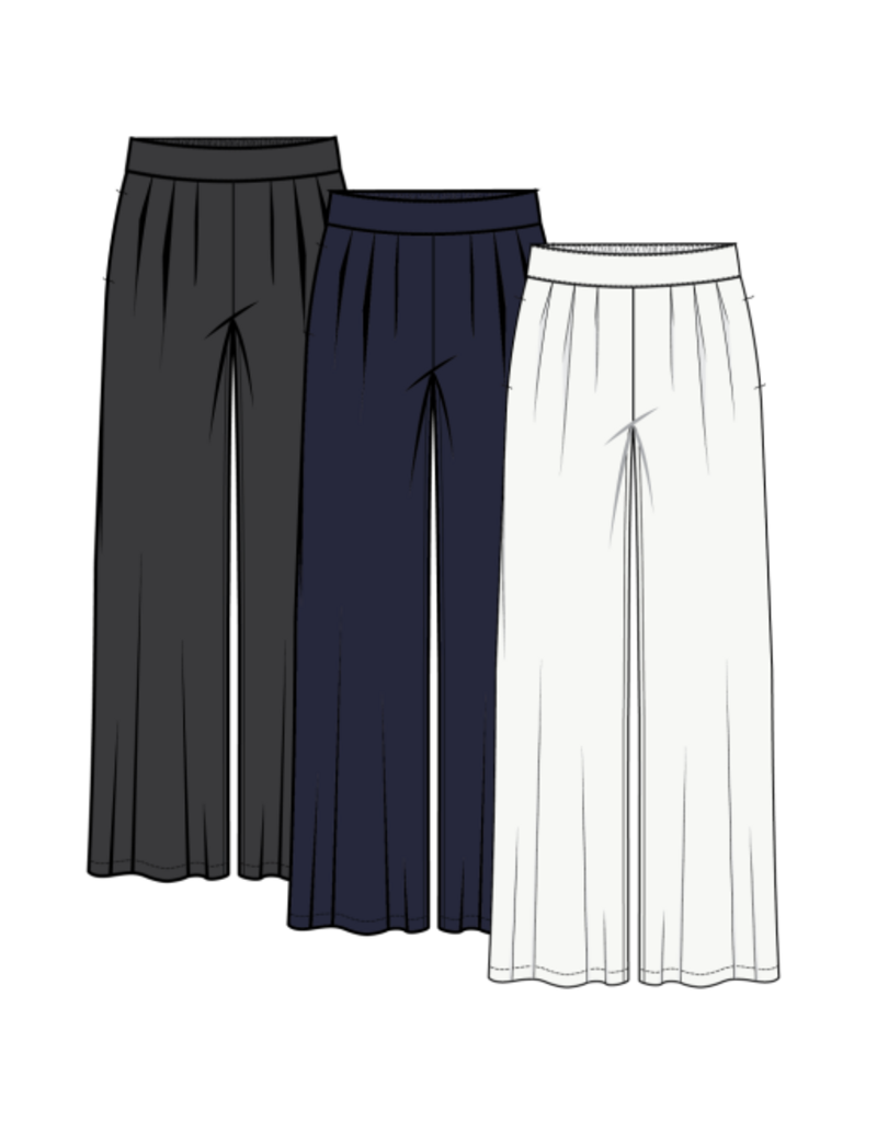 TRIBAL FLOWY CROP PANT W/ BK ELASTIC WB-BLACK