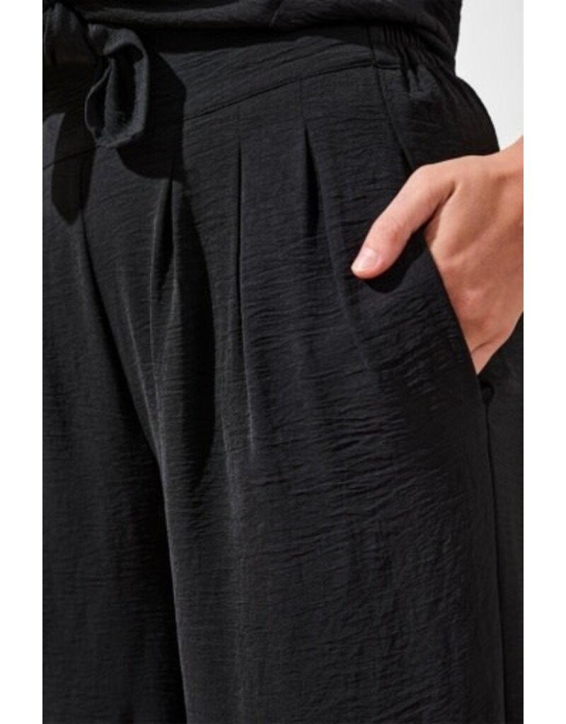 TRIBAL FLOWY CROP PANT W/ BK ELASTIC WB-BLACK