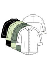 TRIBAL ELBOW SLV BTN FRT BLOUSE-WHITE