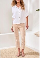 TRIBAL ELBOW SLV BTN FRT BLOUSE-WHITE