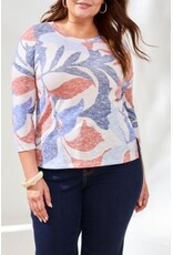 TRIBAL 3/4 SLV CREW NECK TOP-SKY