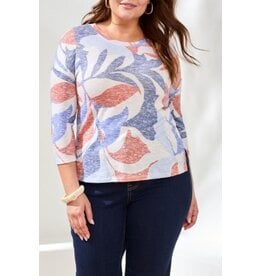TRIBAL 3/4 SLV CREW NECK TOP-SKY