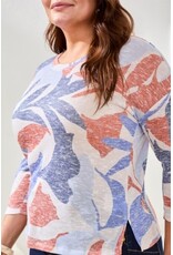 TRIBAL 3/4 SLV CREW NECK TOP-SKY