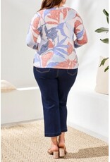 TRIBAL 3/4 SLV CREW NECK TOP-SKY