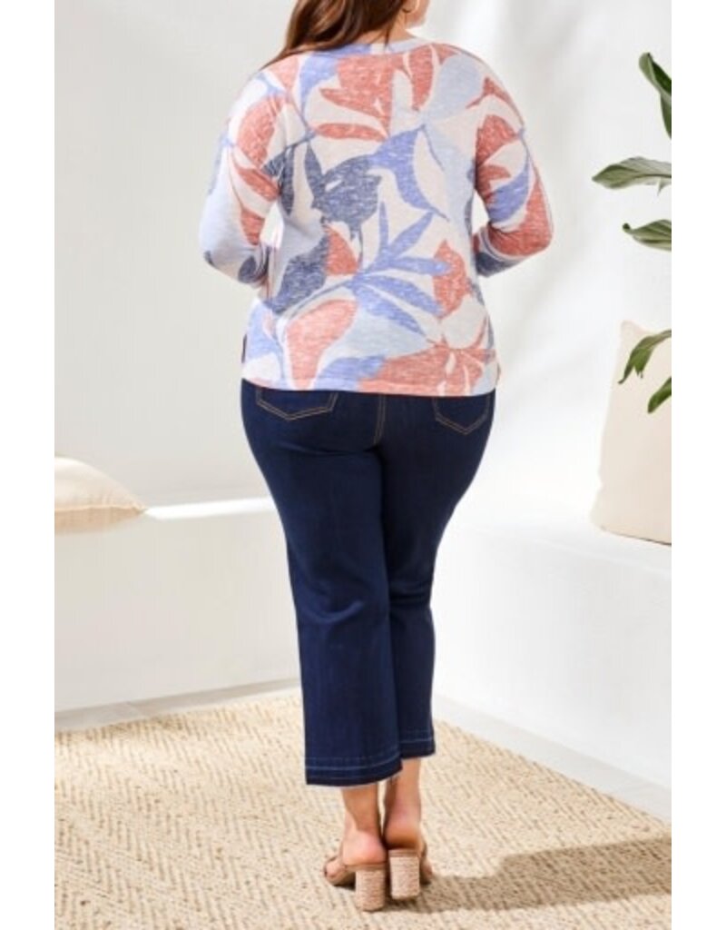 TRIBAL 3/4 SLV CREW NECK TOP-SKY