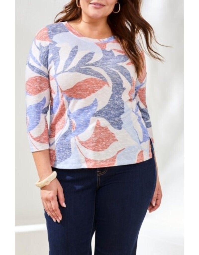 TRIBAL 3/4 SLV CREW NECK TOP-SKY