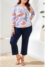 TRIBAL 3/4 SLV CREW NECK TOP-SKY