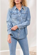 TRIBAL CLASSIC DENIM SHIRT W/ROLL UP SLEEVES-OCEANWASH
