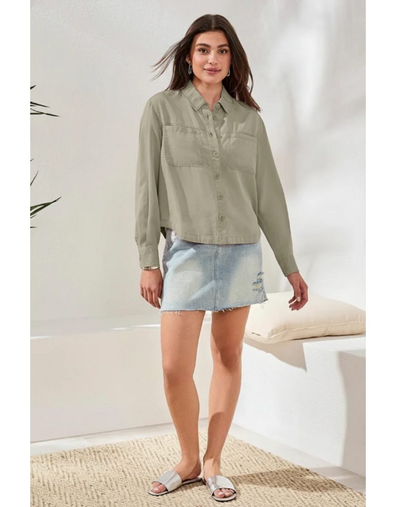 TRIBAL FLOWY OVERSHIRT CACTUS GREEN