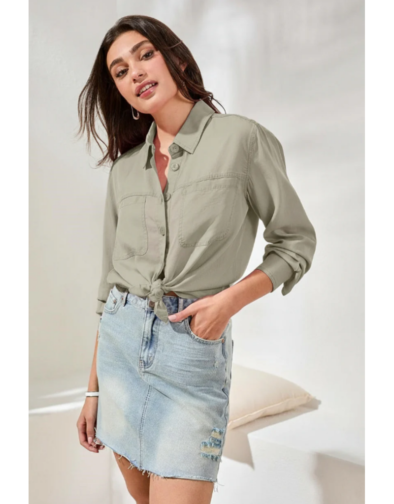 TRIBAL FLOWY OVERSHIRT CACTUS GREEN