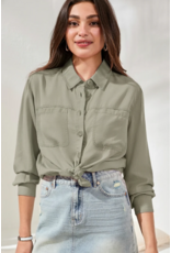 TRIBAL FLOWY OVERSHIRT CACTUS GREEN