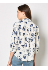 PRESSED NAVY DAISY BLOUSE