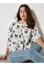 PRESSED NAVY DAISY BLOUSE