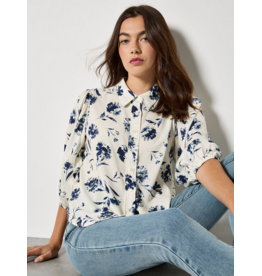 PRESSED NAVY DAISY BLOUSE