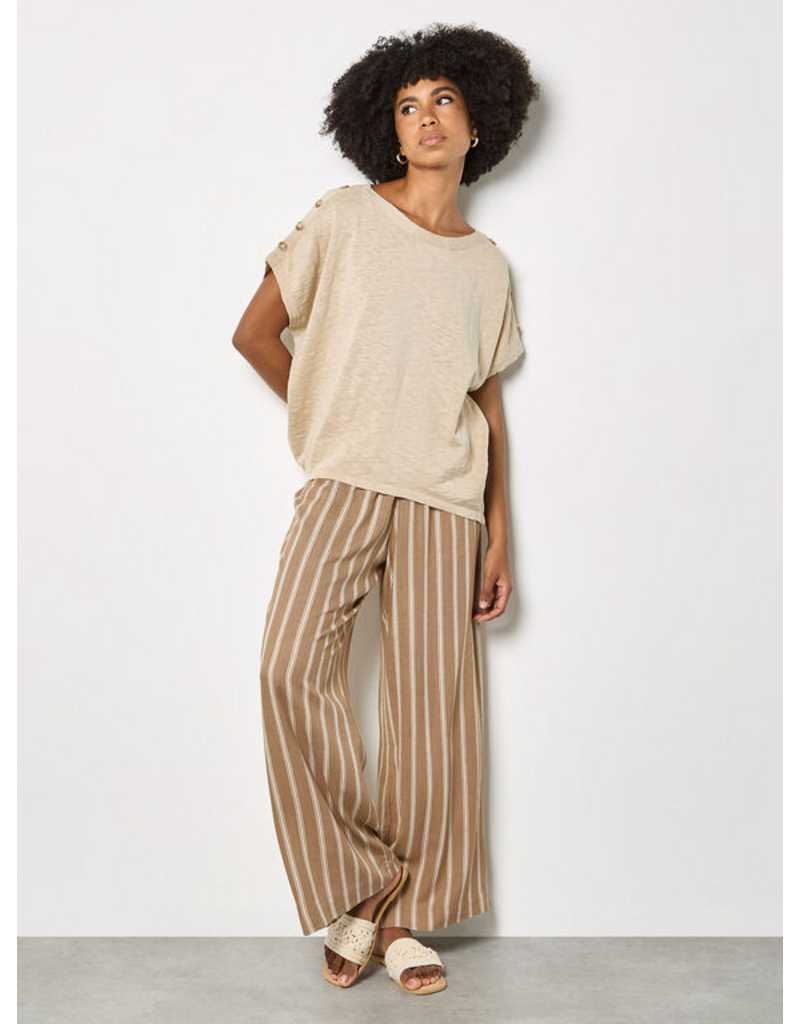 STONE STRIPE LINEN MIX PANT