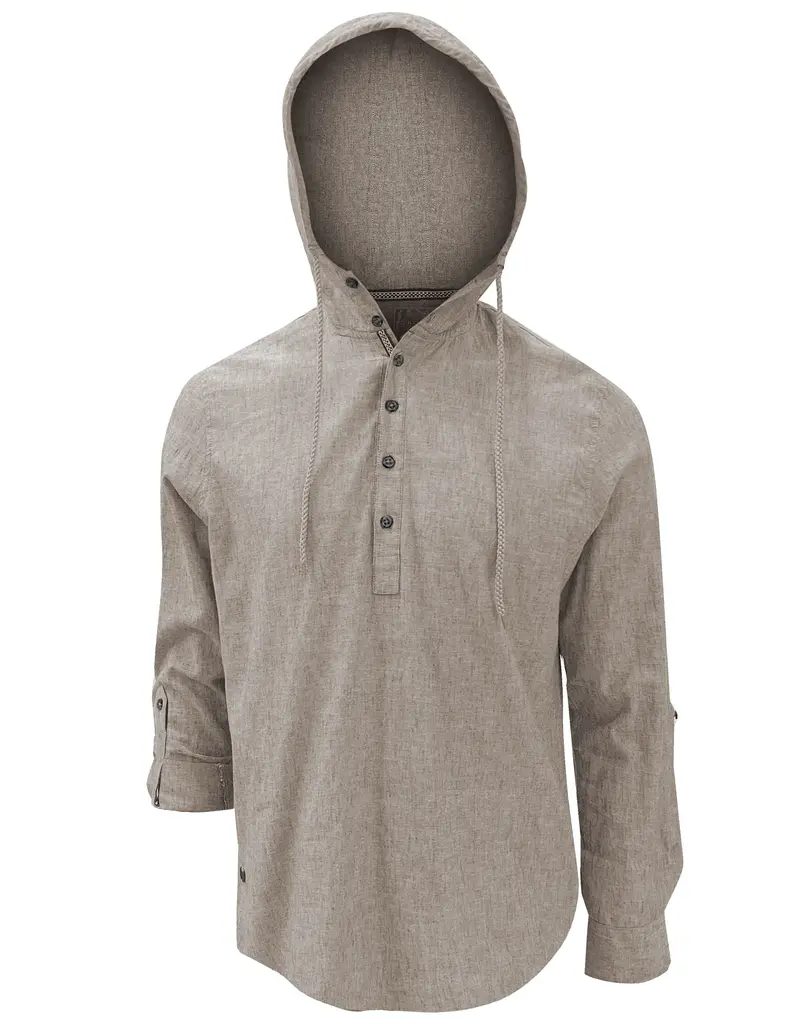MENS NATURAL LINEN HOODED TOP