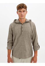 MENS NATURAL LINEN HOODED TOP