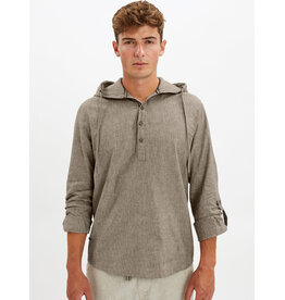 MENS NATURAL LINEN HOODED TOP